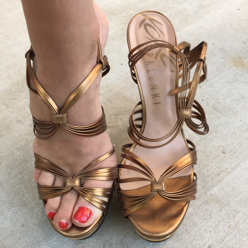 Gold platform sandals pumps